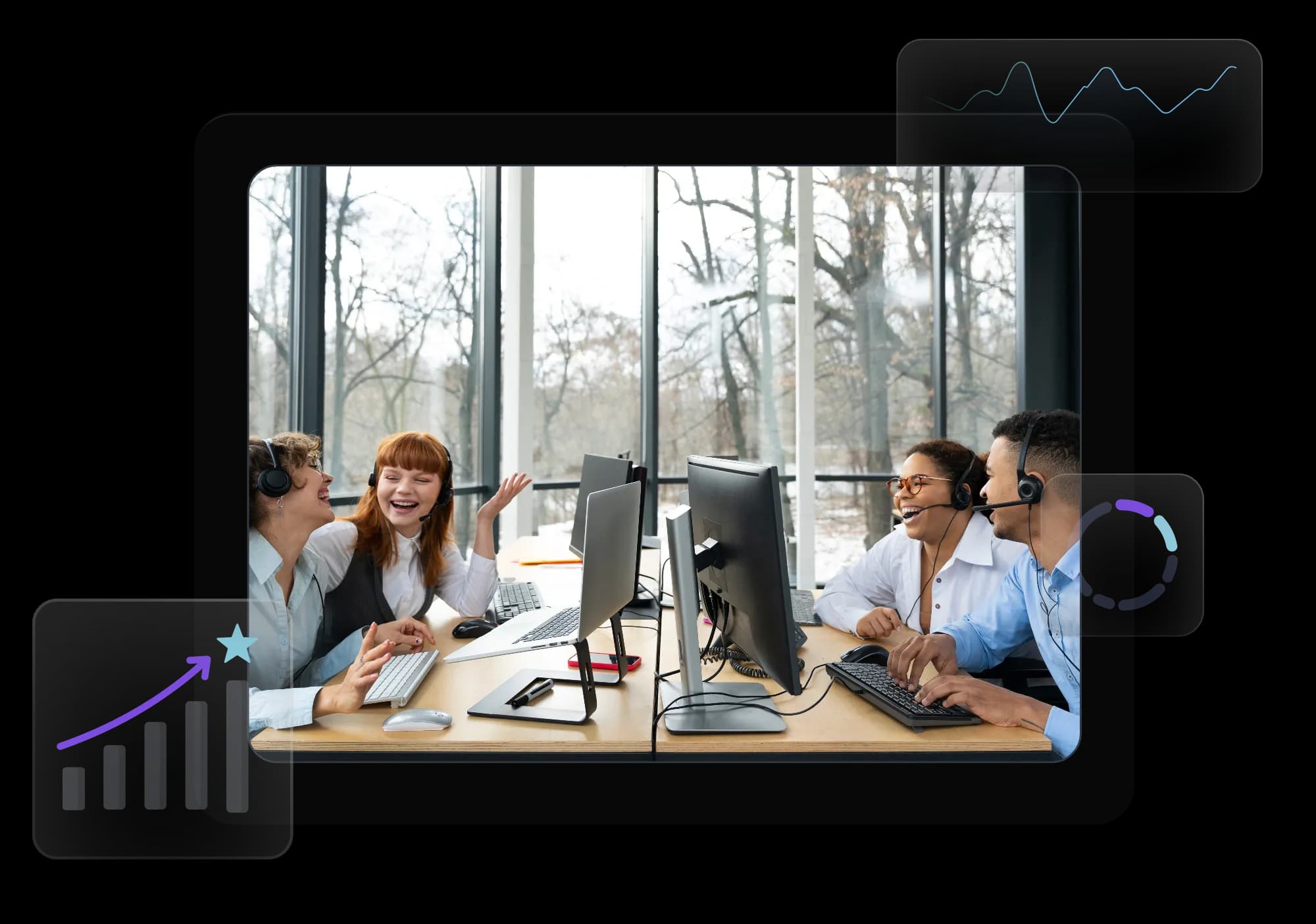 Managed services analytics dashboard with team